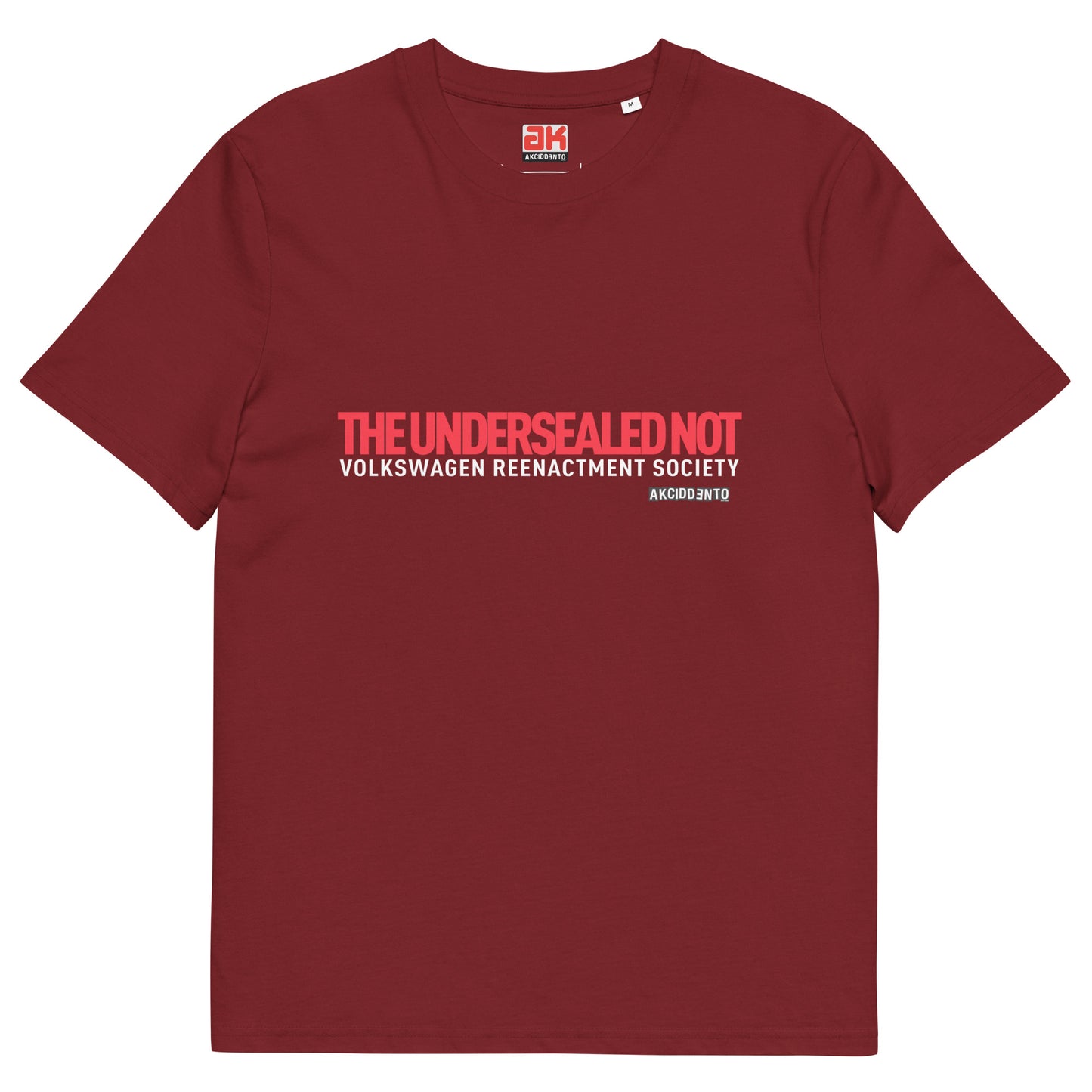 The Undersealed Not. Organic cotton tee in Khaki, Charcoal, Black, Burgundy